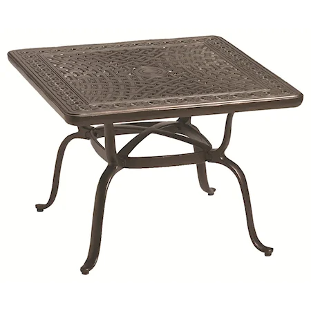 Outdoor End Table with Hand-Cast Aluminum Top
